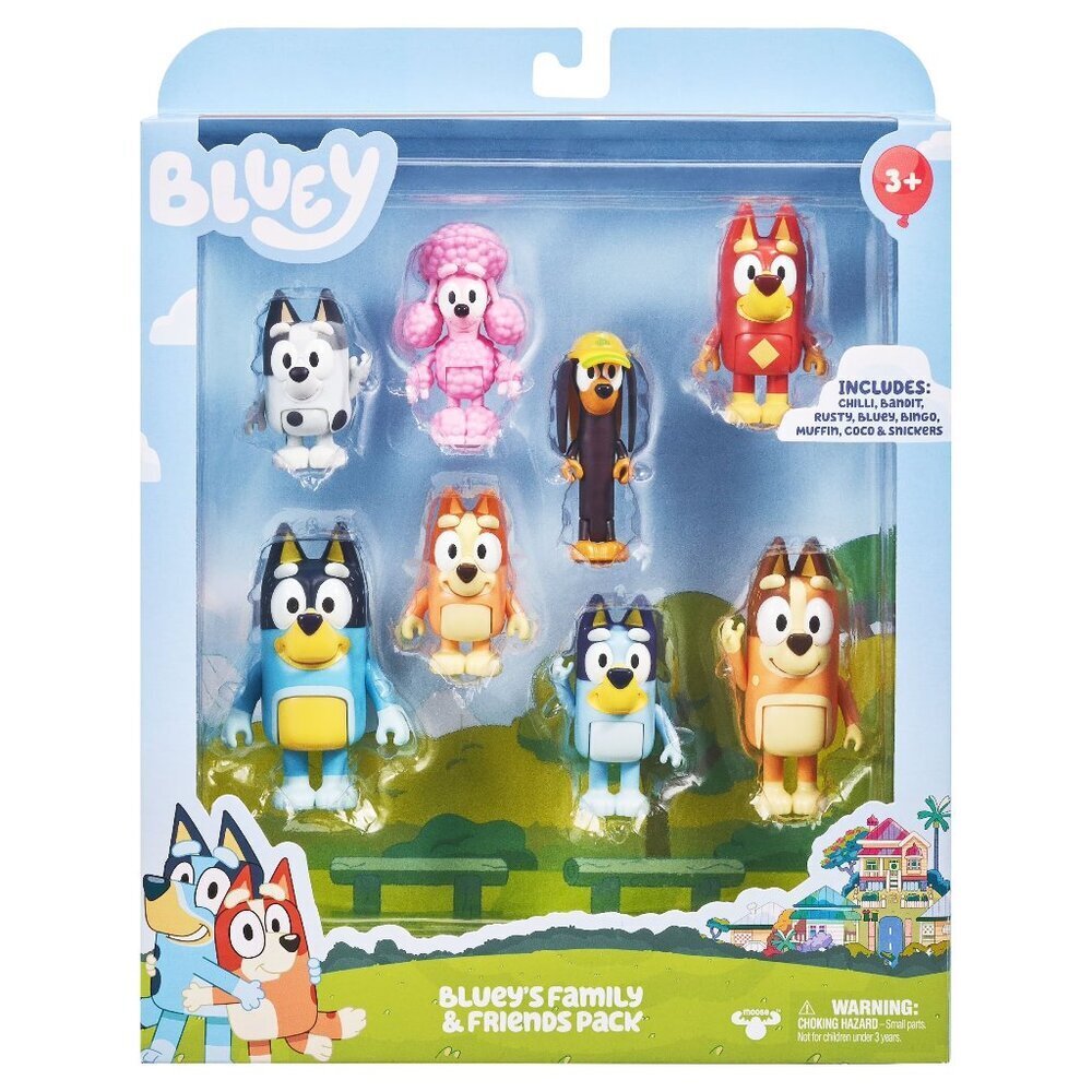Bluey Family and Friends Figure 8-pack, 2.5-3 inch Action Figures, Ages 3+